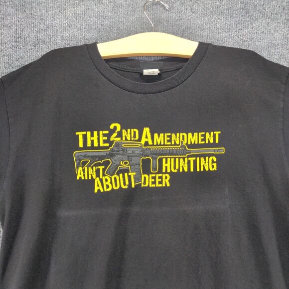 Hot Leathers Biker 2nd Amendment 2A Aint About Hunting Deer T Shirt Size L Black - Picture 6 of 11